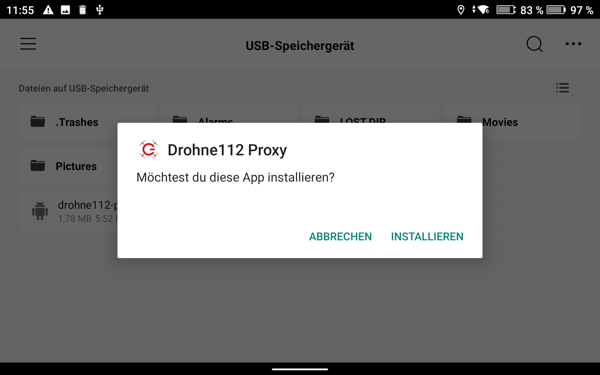Installation bestätigen