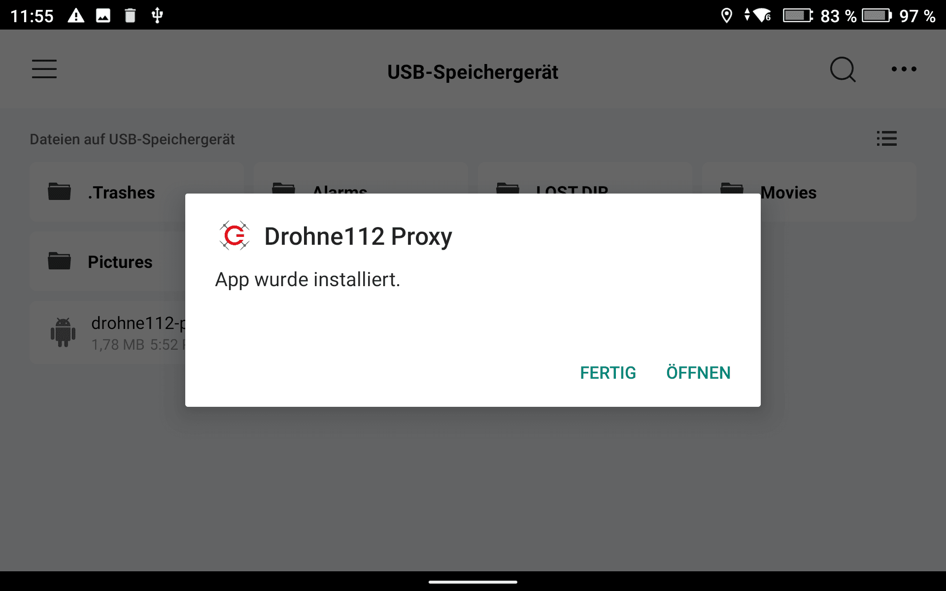 Installation erfolgreich