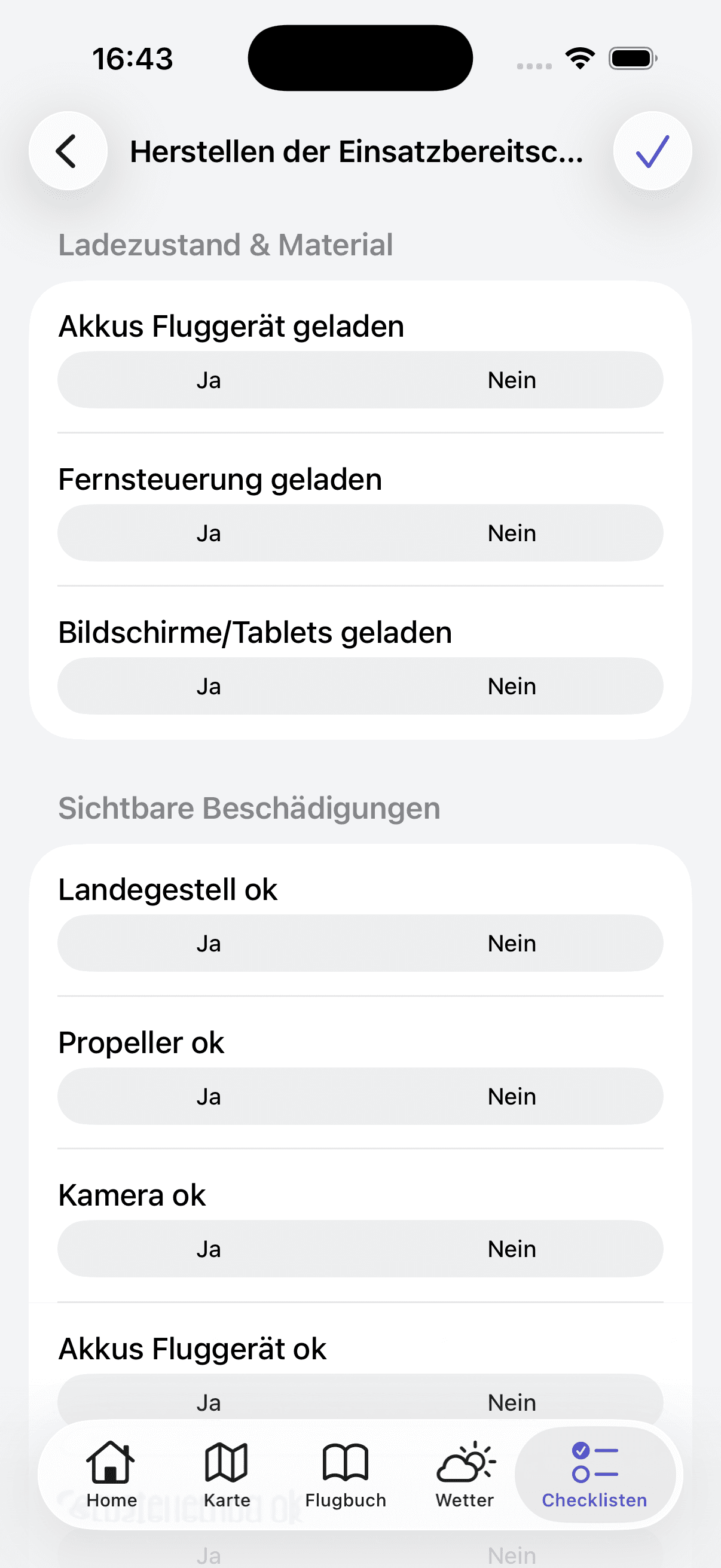 Checkliste ausfüllen