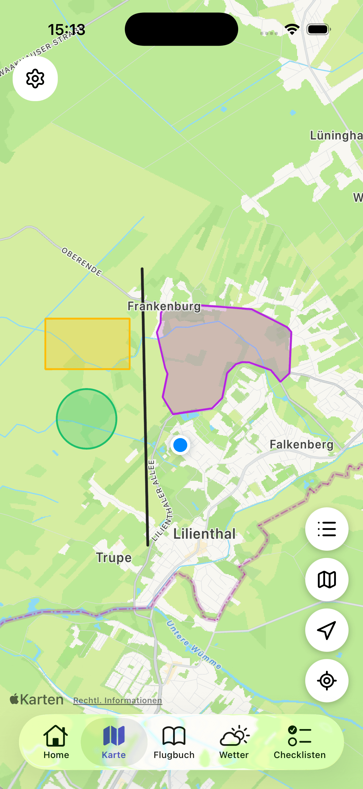 Karte mit Elementen