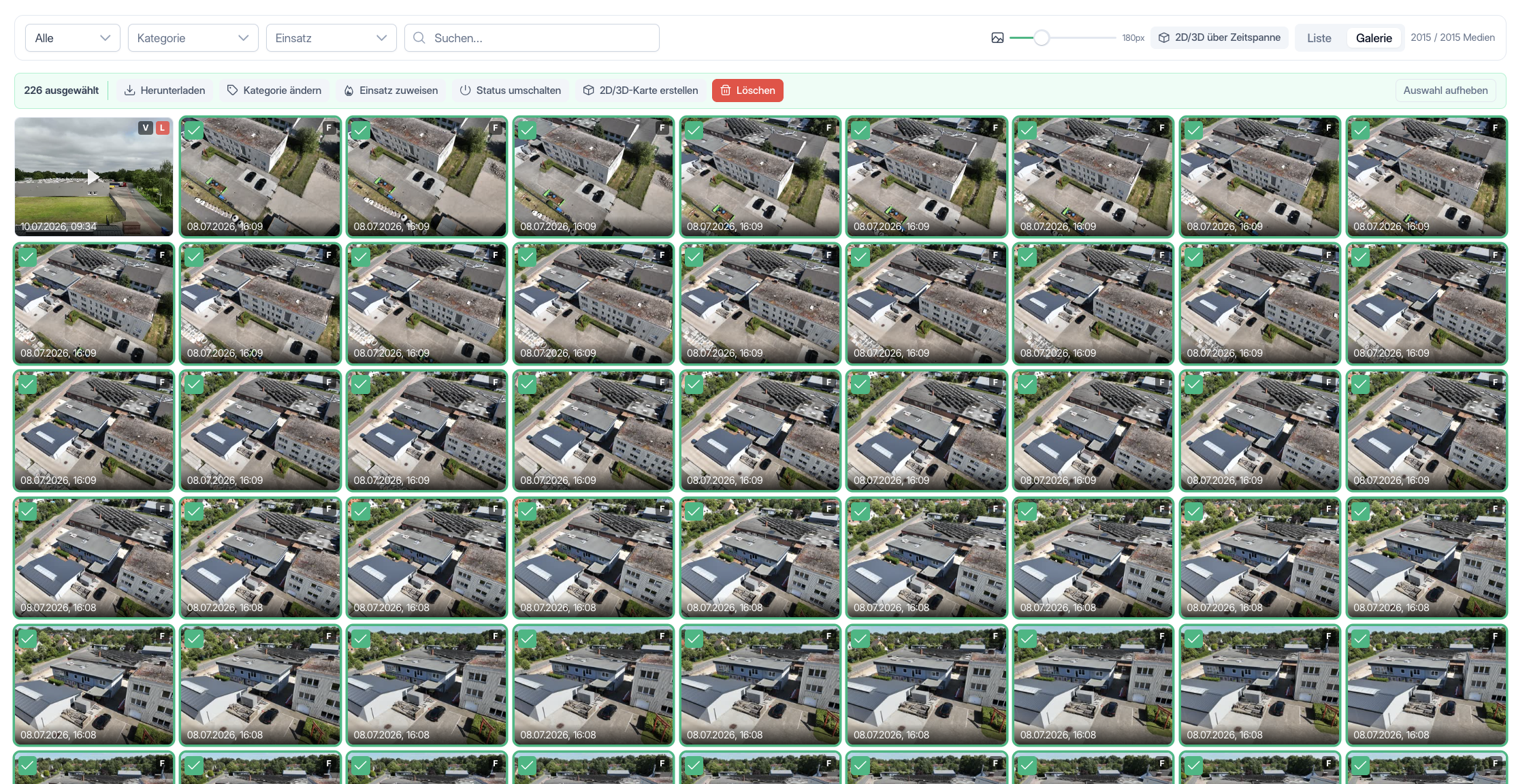 Alle Bilder in der Medienverwaltung ausgewählt
