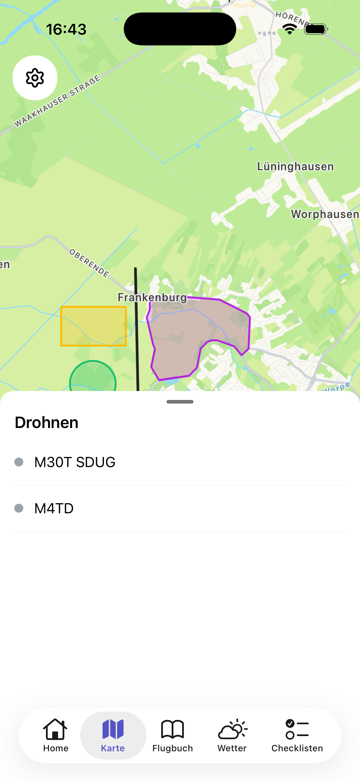 Drohnenliste geöffnet