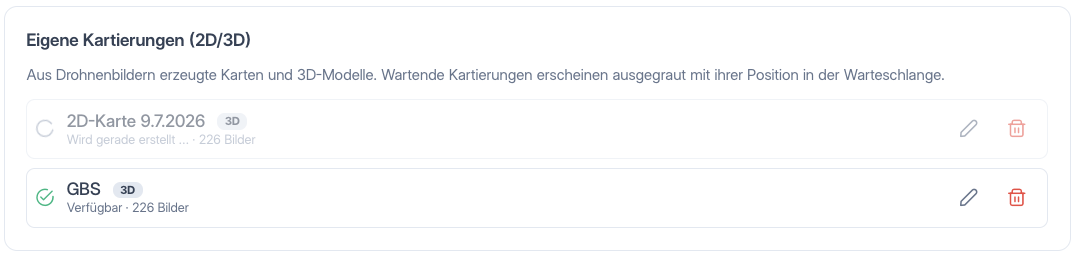 Eigene Kartierungen in Einstellungen → Layer