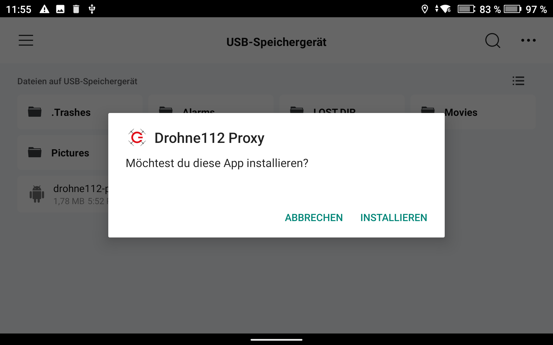 Installation bestätigen