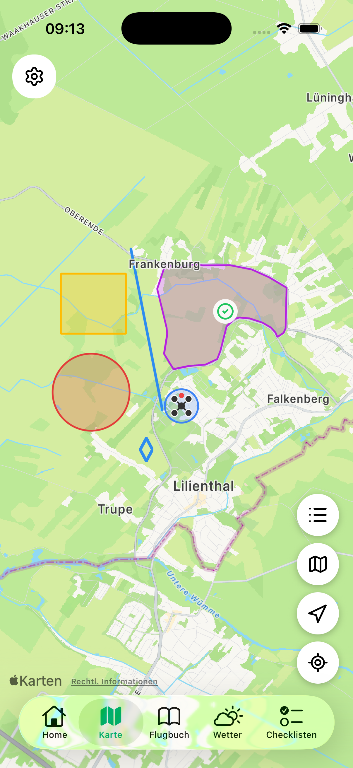 Karte mit Elementen