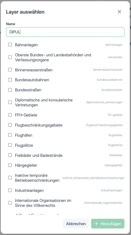 Einzelne WMS-Layer auswählen