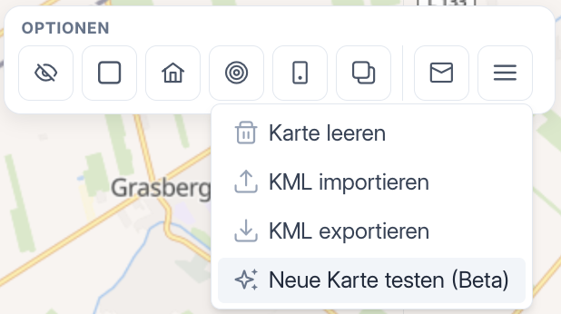 Neue Karte über Aktionen → Neue Karte testen (Beta) aktivieren