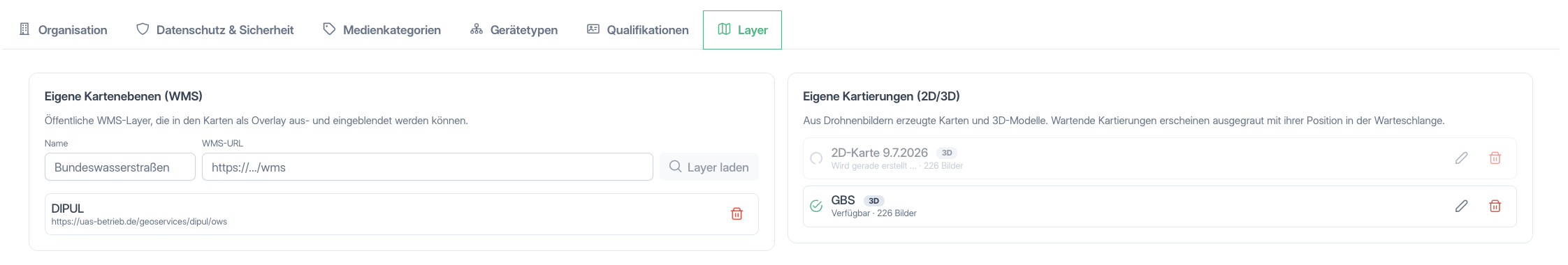 Layer-Einstellungen